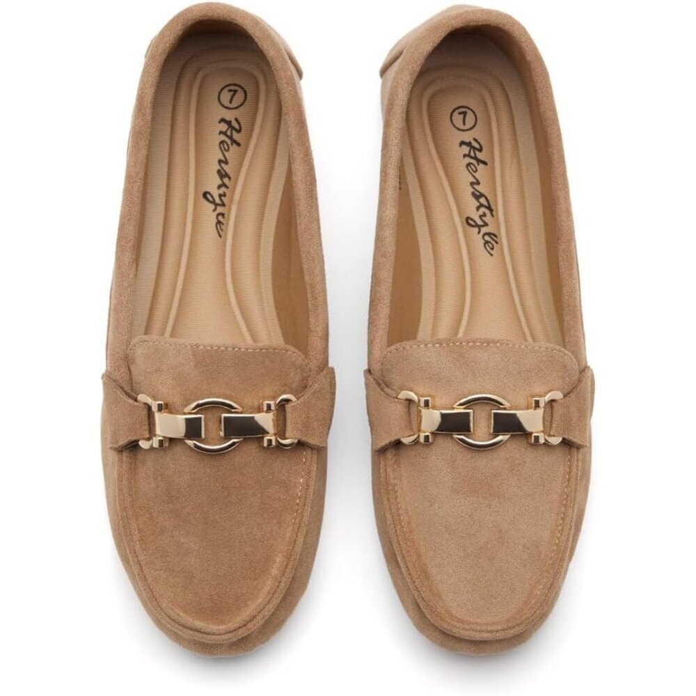 🆕Women Tan Herstyle Penny Loafers Lightweight Walking Flats Casual Shoes - Picture 5 of 6